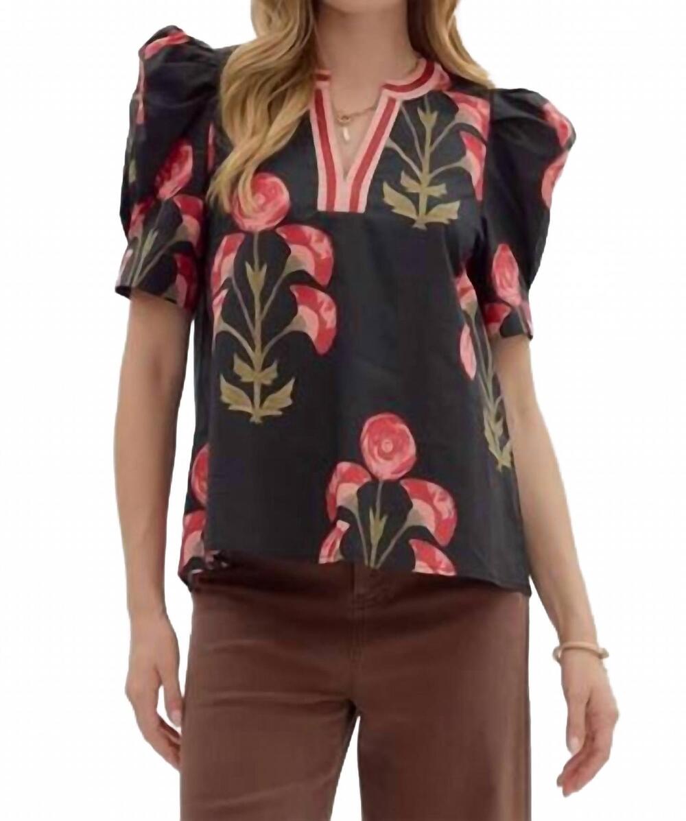 NEW ENTRO dahlia top in black